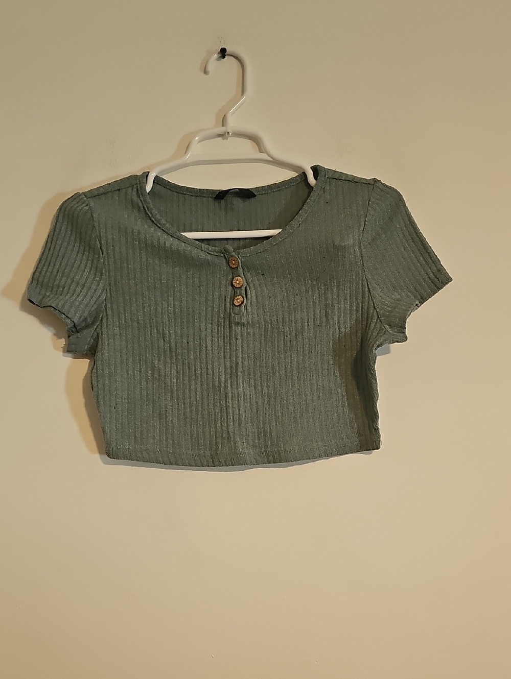 SHEIN Light Blue Ribbed Short Sleeve Top - Picture 1 of 4